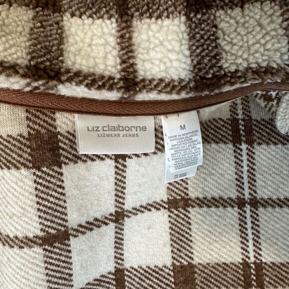 Excellent Used Condition Fuzzy Plaid Jacket Unlined Size Medium Liz Claiborne - Picture 8 of 10